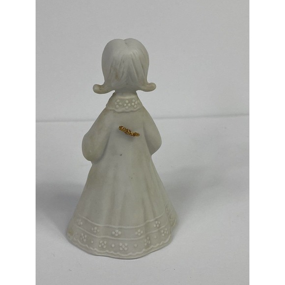VINTAGE JOSEPH MAGNIN WHITE PORCELAIN BISQUE CHOIR GIRL BELL JAPAN - Picture 4 of 4